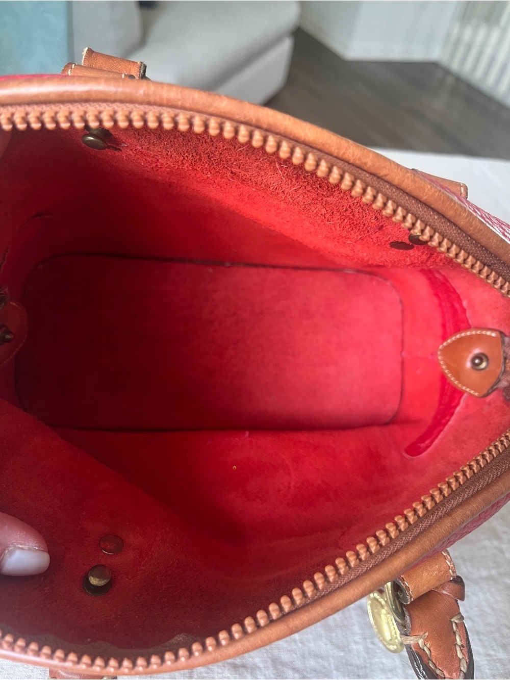 Vintage Dooney & Bourke Red Pebbled Leather Dome Satchel MADE IN THE USA, - Picture 11 of 13